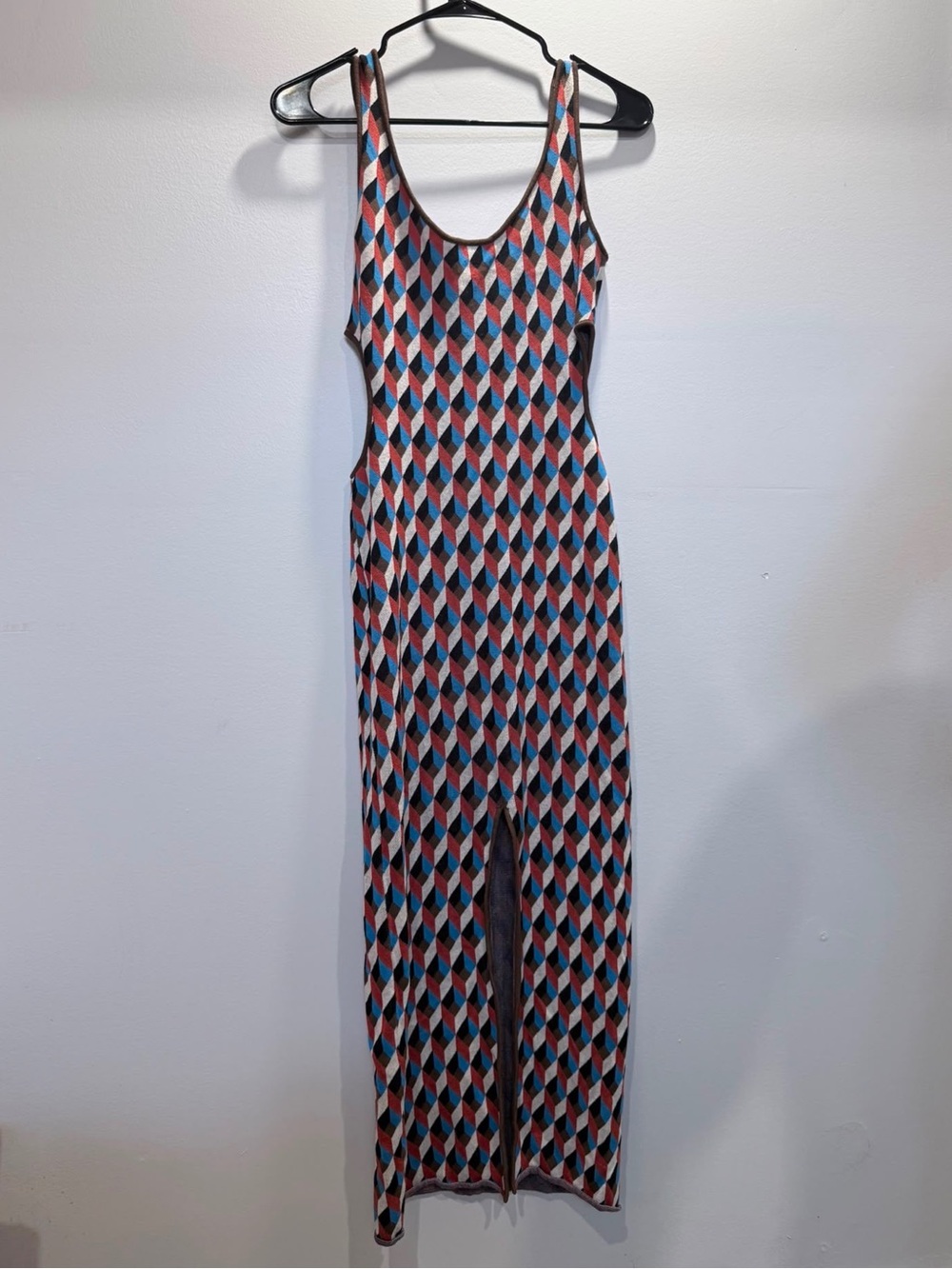 Ronny Kobo Geometric Knit Sleeveless Midi Dress Size L - Picture 4 of 9